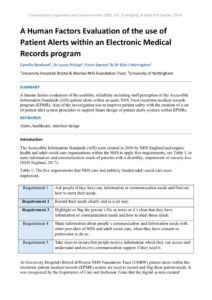 thumbnail of A Human Factors Evaluation of the use of Patient Alerts within an Electronic Medical Records program