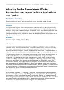 thumbnail of Adopting Passive Exoskeletons Worker Perspectives and Impact on Work Productivity and Quality