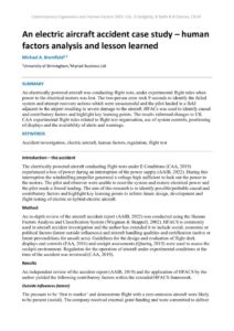 thumbnail of An electric aircraft accident case study – human factors analysis and lesson learned