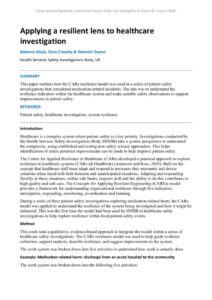 thumbnail of Applying a resilient lens to healthcare investigation