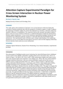 thumbnail of Attention Capture Experimental Paradigm for Cross-Screen Interaction in Nuclear Power Monitoring System