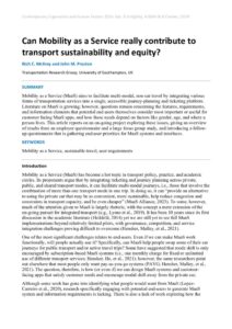 thumbnail of Can Mobility as a Service really contribute to transport sustainability and equity