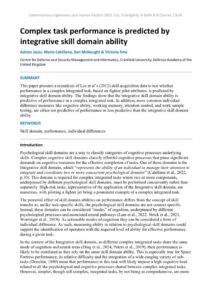 thumbnail of Complex task performance is predicted by integrative skill domain ability
