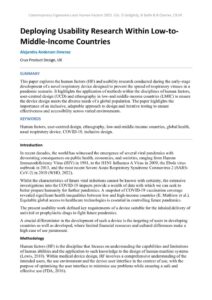 thumbnail of Deploying Usability Research Within Low-to-Middle-Income Countries