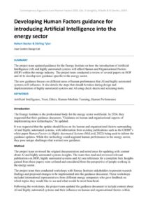 thumbnail of Developing Human Factors guidance for introducing Artificial Intelligence into the energy sector