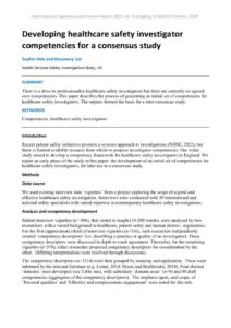 thumbnail of Developing healthcare safety investigator competencies for a consensus study