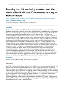 thumbnail of Ensuring that UK medical graduates meet the General Medical Council’s outcomes relating to Human Factors