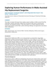 thumbnail of Exploring Human Performance in Mako-Assisted Hip Replacement Surgeries