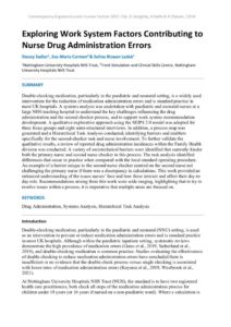 thumbnail of Exploring Work System Factors Contributing to Nurse Drug Administration Errors