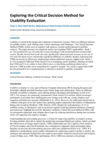 thumbnail of Exploring the Critical Decision Method for Usability Eval