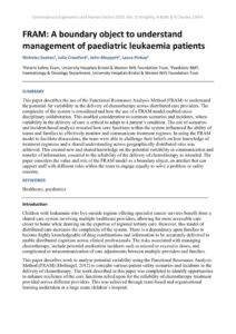 thumbnail of FRAM A boundary object to understand management of paediatric leukaemia patients