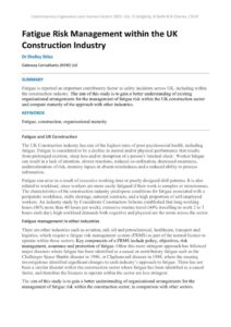 thumbnail of Fatigue Risk Management within the UK Construction Industry