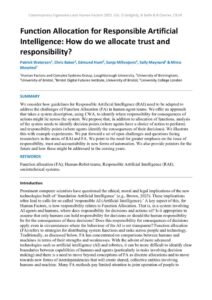 thumbnail of Function Allocation for Responsible Artificial Intelligence How do we allocate trust and responsibility