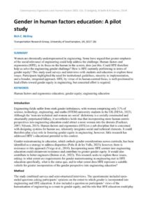 thumbnail of Gender in human factors education A pilot study