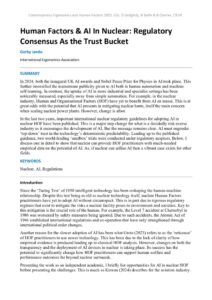 thumbnail of Human Factors & AI In Nuclear Regulatory Consensus As the Trust Bucket