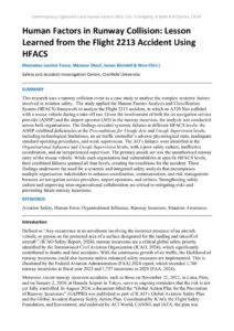 thumbnail of Human Factors in Runway Collision Lesson Learned from the Flight 2213 Accident Using HFACS