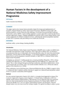 thumbnail of Human Factors in the development of a National Medicines