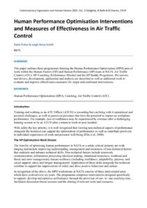 thumbnail of Human Performance Optimisation Interventions and Measures of Effectiveness in Air Traffic Control