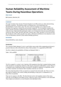 thumbnail of Human Reliability Assessment of Maritime Teams During Haz