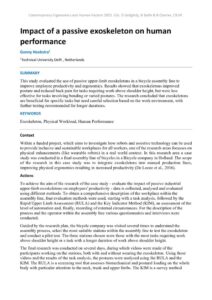 thumbnail of Impact of a passive exoskeleton on human performance