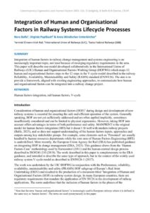 thumbnail of Integration of Human and Organisational Factors in Railway Systems Lifecycle Processes