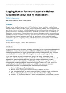 thumbnail of Lagging Human Factors – Latency in Helmet Mounted Displays and its Implications