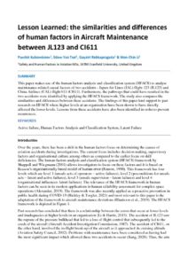 thumbnail of Lesson Learned – the similarities and differences of human factors in Aircraft Maintenance between JL123 and CI611