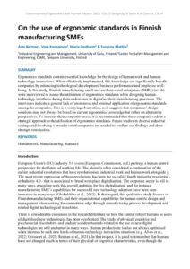 thumbnail of On the use of ergonomic standards in Finnish manufacturing SMEs