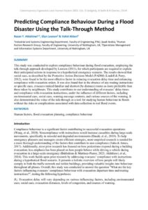 thumbnail of Predicting Compliance Behaviour During a Flood Disaster Using the Talk-Through Method