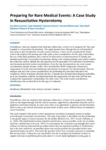 thumbnail of Preparing for Rare Medical Events A Case Study in Resusci