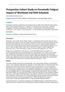 thumbnail of Prospective Cohort Study on Paramedic Fatigue Impact of Workload and Shift Schedule