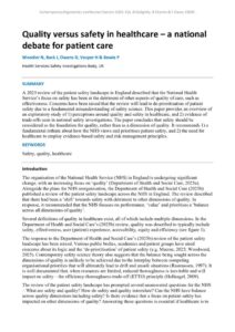 thumbnail of Quality versus safety in healthcare – a national debate f