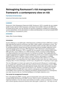thumbnail of Reimagining Rasmussen’s risk management framework a contemporary view on risk