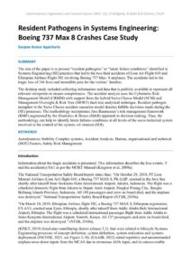 thumbnail of Resident Pathogens in Systems Engineering Boeing 737 Max 8 Crashes Case Study