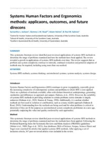 thumbnail of Systems Human Factors and Ergonomics methods – applications, outcomes, and future directions (1)