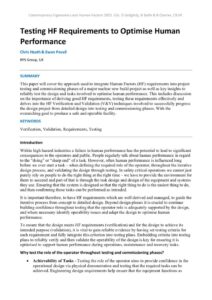 thumbnail of Testing HF Requirements to Optimise Human Performance
