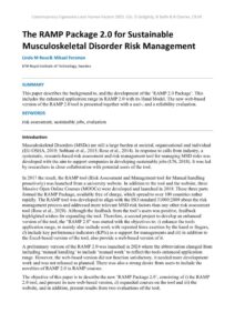 thumbnail of The RAMP Package 2.0 for Sustainable Musculoskeletal Disorder Risk Management