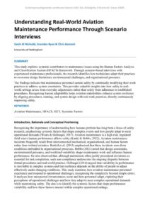 thumbnail of Understanding Real-World Aviation Maintenance Performance