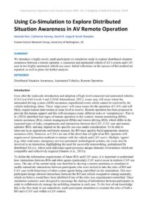 thumbnail of Using Co-Simulation to Explore Distributed Situation Awareness in AV Remote Operation