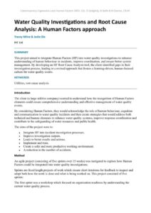 thumbnail of Water Quality Investigations and Root Cause Analysis A Human Factors approach
