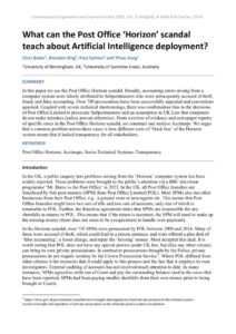 thumbnail of What can the Post Office ‘Horizon’ scandal teach about Artificial Intelligence deployment