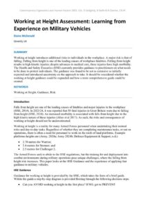 thumbnail of Working at Height Assessment Learning from Experience on Military Vehicles